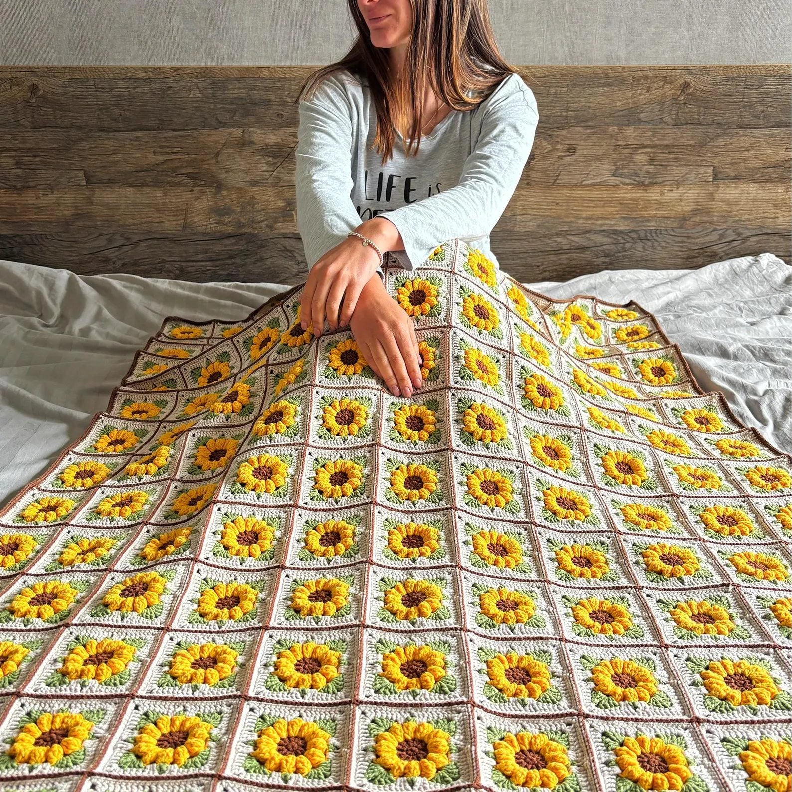 Crochet Sunflower Granny Square Blanket KIT (skill level Intermediate)